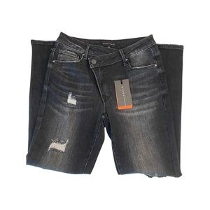 Distressed black risen jeans